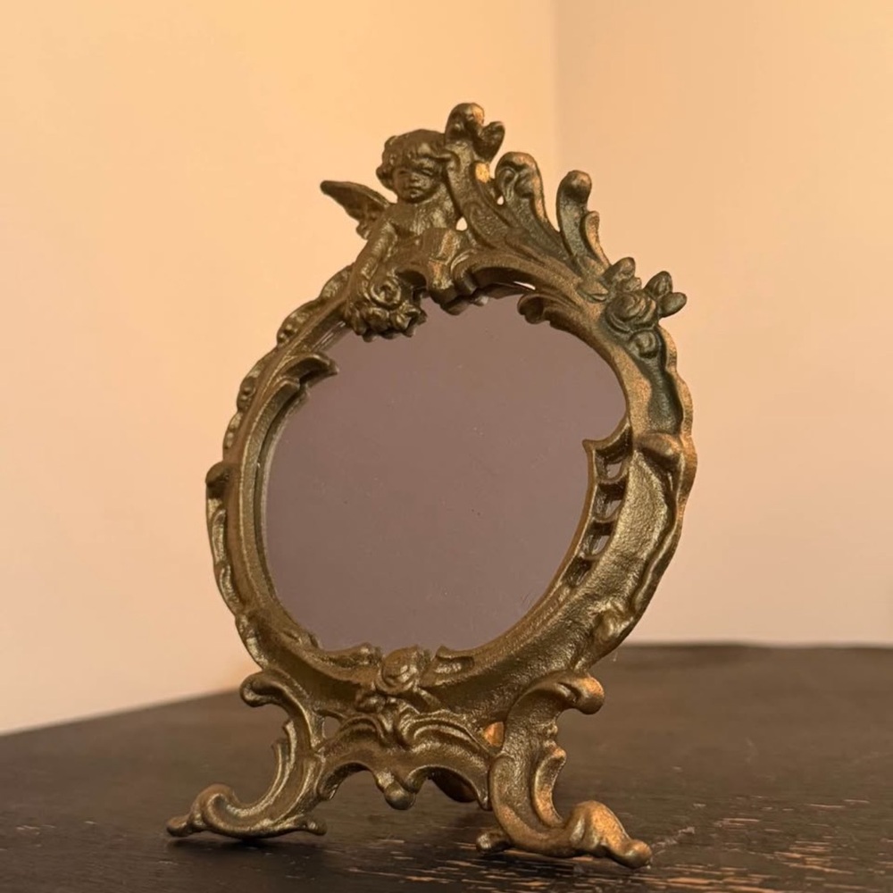 Vintage Cherub Gold Ornate Table Mirror